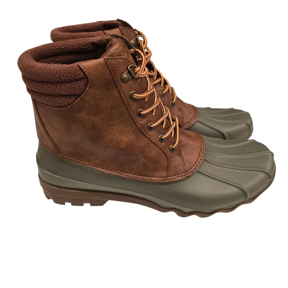 Sperry Avenue Duck Synth Boots Mens 12 Tan Olive Water Resistant STS23429